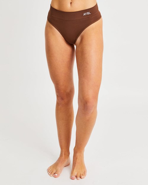AYBL Seamless High Rise Tanga Hnědé | NKJB-43675