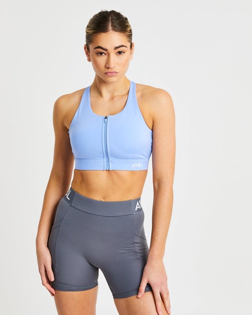 AYBL Sportive Zip Up Sports Bra Blankyt | UOVL-65271