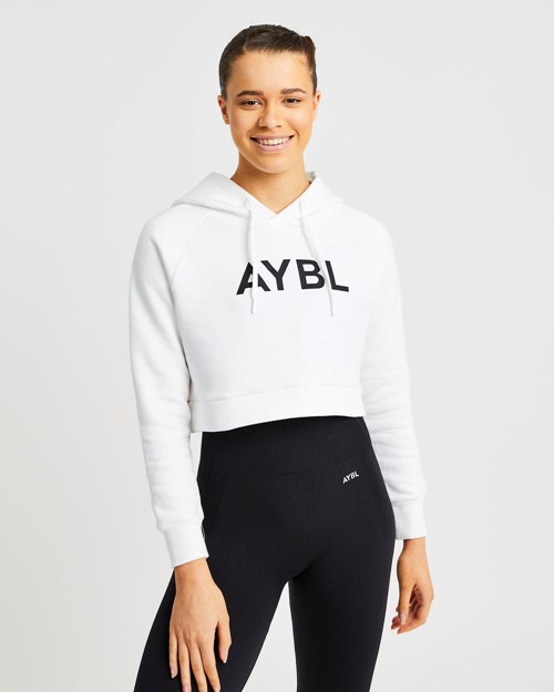 AYBL Staple Crop Hoodie Bílé | CSRL-58204