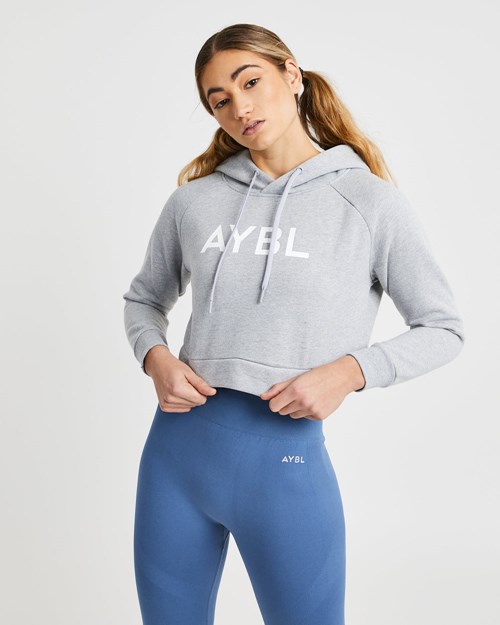 AYBL Staple Crop Hoodie Světle Šedé | MQRP-76983