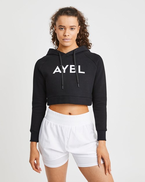 AYBL Staple Crop Hoodie Černé | ODHS-50678