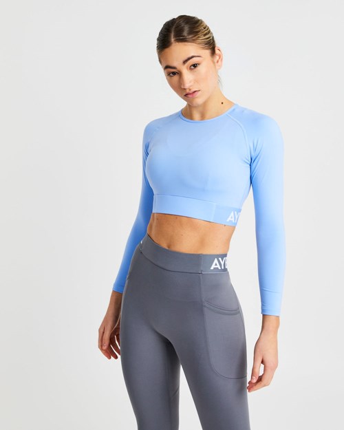 AYBL Tréninková Long Sleeve Crop Top Blankyt | EYGM-10547