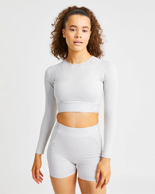 AYBL Tréninková Long Sleeve Crop Top Béžový | GUAS-70691