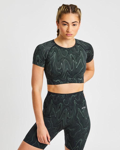AYBL Velocity Seamless Crop Top Černé | RFIM-46971