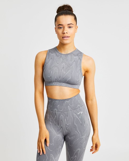 AYBL Velocity Seamless Crop Vest Šedé | YMRX-30124