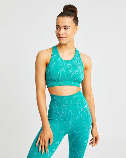 AYBL Velocity Seamless Sports Bra Tyrkysové | QIND-46372